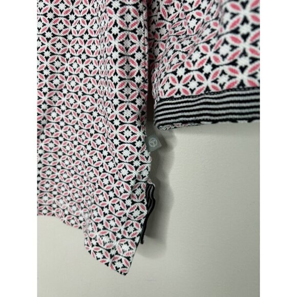 T by Talbots Shirt Womens Pink Black Mandala Floral Keyhole 3/4 Sleeve m… - Picture 4 of 11